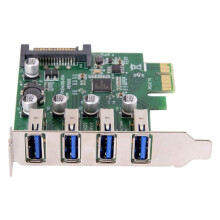 2X Adaptateur de Carte D'Extension PCI Express à Profil Bas 4 PCI-E Vers USB 3.0 HUB 5Gbps Systèmes D'Exploitation USB1.1/2.0/3.0