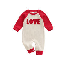 (0-3 Months, Beige) Tutina a righe autunnali per neonati, maniche lunghe, scollo rotondo, ricamo con lettere.