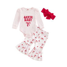 (18-24 Months, Pink) Weihnachtsoutfits für Babys, und Schleifen-Stirnband.