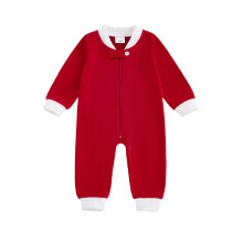 (6-12 Months, Red Baby Bottle) Baby-Weihnachtsstrampler, lockere Passform, bestickt, Rundhalsausschnitt, lange Ärmel
