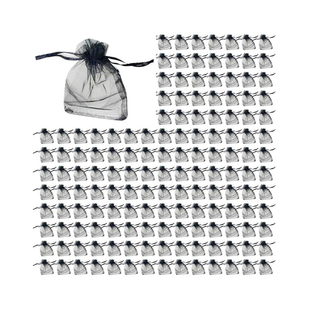 200Pcs Black Organza Gift Bags 9X12cm, Mesh Wedding Favour Bags With Drawstring For Jewelry Makeup Candy Baby Shower 6031736496021
