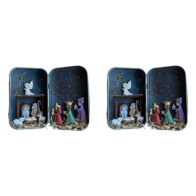 2X Presepe di Natale Fatto Un Mano Nel Cabina, Teatro, Ornamenti da Tavolo, Presepe di Gesù, Presepe di Famiglia, per Decorazioni Natalizie