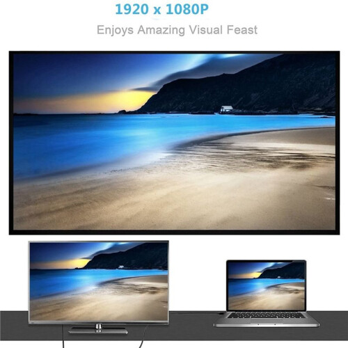 3X Câble USB C Vers VGA 5,9 Pieds/1,8 M, Câble USB de Type C Vers VGA, Adapté Aux Périphériques USB 3.1, Adapté à , Etc. 2