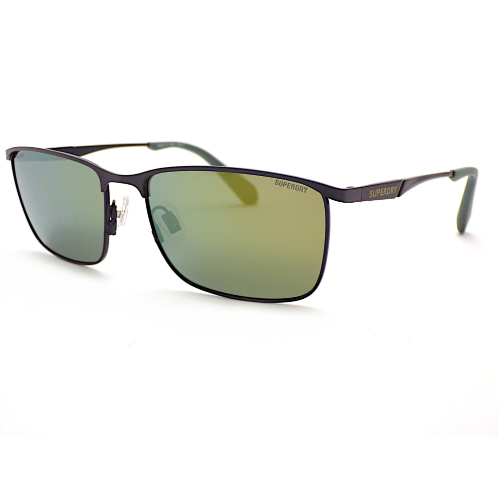 Superdry Sds 5018 Sunglasses 206 Dark Satin Blue With Gold Mirror Lenses Blue,Gold