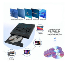 7 In1 USB 3.0 Type-C DVD CD ROM Schijfspeler Brander Rewriter met -Kaartlezer en USB-Poorten voor Desktoplaptop