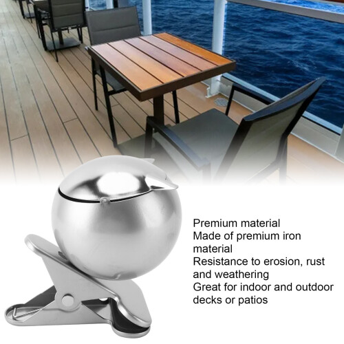 Windproof Iron Ash Tray with Lid – Polished Silver, 12.4oz, 10cm Diameter 2