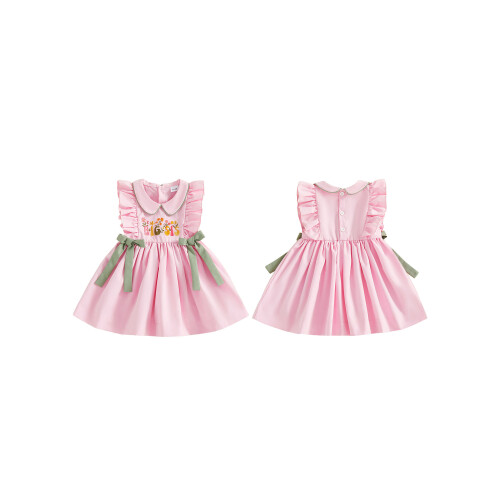 (4-5 Years, Pink) Φόρεμα κοριτσιών με με φιόγκο 1