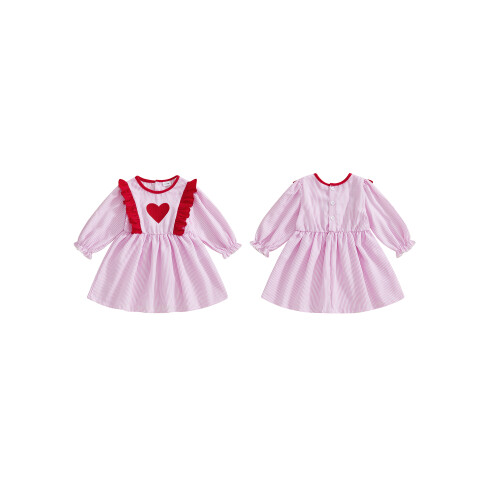 (4-5 Years, Pink) Φόρεμα Αγίου Βαλεντίνου κέντημα καρδιάς 1