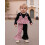 (7-8 Years, Pink) Πλεκτό σετ 2 φαρδύ παντελόνι 5