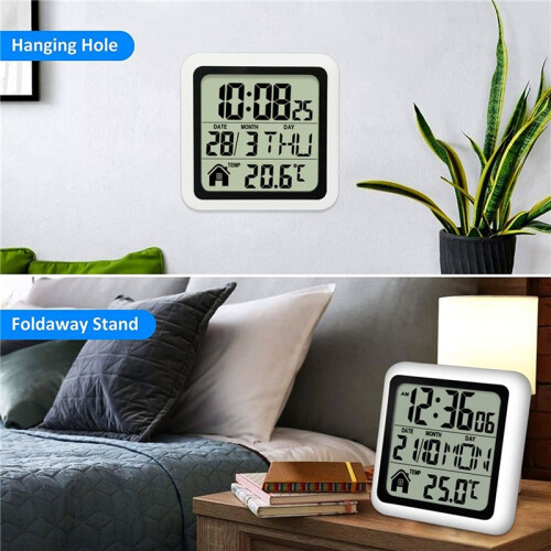 2X Large Waterproof Bathroom Wall Clock, Moisture Proof Temperature Humidity Meter,Suction Clock Watch 2