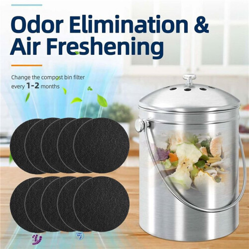 20Pcs Charcoal Filter for Compost Bucket 6.7 Inch Kitchen Activated Carbon Compost Bin Filter Replace for Countertop Bin 2