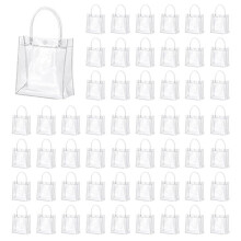 100 Bolsas de Regalo Transparentes con Asas, Bolsas de Regalo de Plástico, Bolsas de Mano Transparentes Reutilizables, Bolsas de Dulces para Bodas