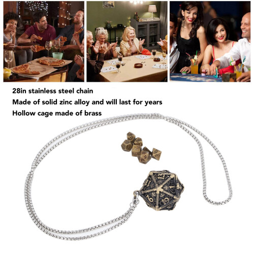 Mini Metal Dice Set Necklace Style 2 with Storage Box, Tiny Polyhedral Toy 2