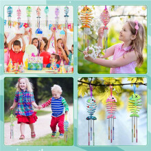 24 Pack Wind Chime Kit Spring for Kids Wooden Arts and Crafts for Girls Boys Make Your Own Fish Wind Chime