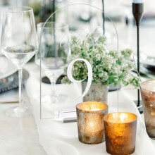 Clear Arch Table Numbers for Wedding,5x7in Arched Acrylic Table Numbers 1-10+Stands,Clear Acrylic Arch Tabletop Sign