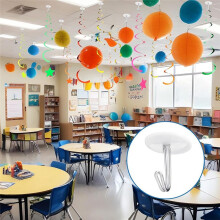 50 Pcs Adhesive Ceiling Hooks for Classroom Hanging Decor White Sticky Plastic No Drill Drop Ceiling Small Hooks