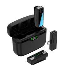 Micro-cravate sans fil 2,4 GHz, autonomie de 8 h, 8,3 x 2,5 x 6,5 cm Noir