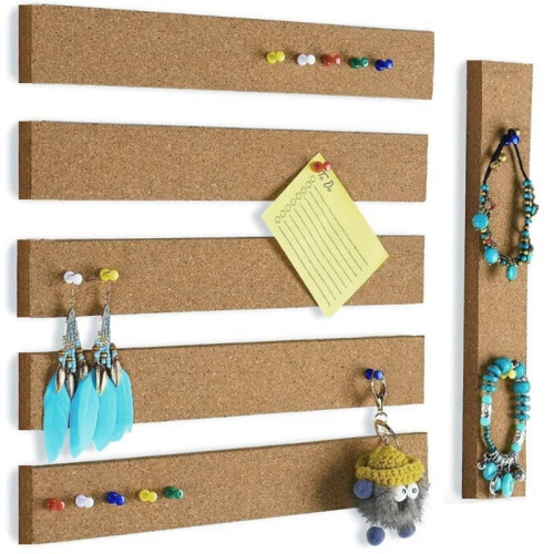 5Pcs Cork Board Strips Self-Adhesive Long Cork Board for Wall Desk Home Classroom Office for Paste Notes Photos Schedule 2
