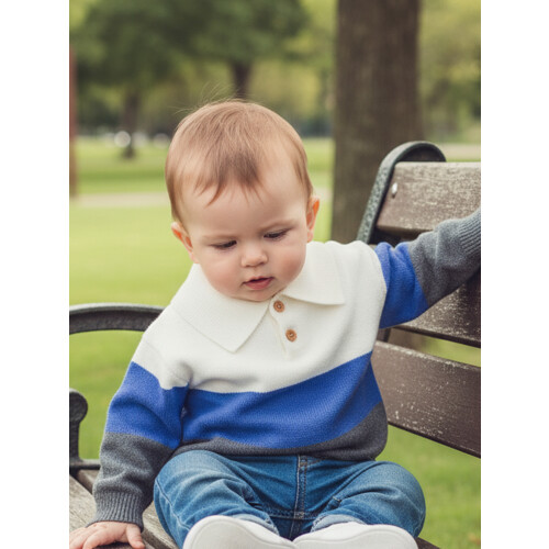 (6-9 Months, Blue) Πουλόβερ για νήπια, κουμπιά, μακρυμάνικο 2