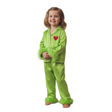(1-2 Years, Fluorescent Yellow) Familien-Pyjama-Sets: Langarm-Oberteil mit V-Ausschnitt und passende Loungewear-Hosen mit elastischem Bund