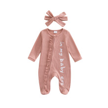 (Newborn, Pink) Ολόσωμη φόρμα μωρών κορδέλα μαλλιών