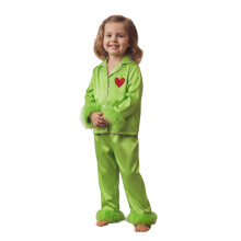 (5-6 Years, Fluorescent Yellow) Familien-Pyjama-Sets: Langarm-Oberteil mit V-Ausschnitt und passende Loungewear-Hosen mit elastischem Bund
