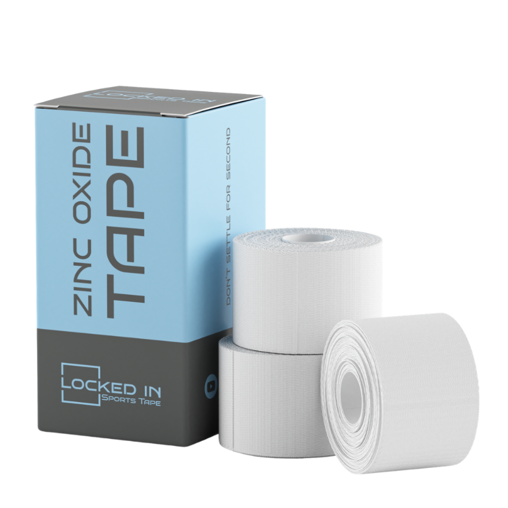 Locked In Sports Tape White (, 3 Rolls) Zinc Oxide Tape (Rayon Rigid) 3.8Cm X 13.7M
