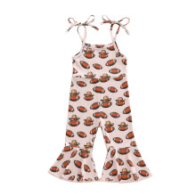 (3-4 Years, Pink) Sommerlicher Mädchen-Overall mit Trägern, ärmellos, Rugby-Cowboyhut-Print, Hosenträger und ausgestellter Hose