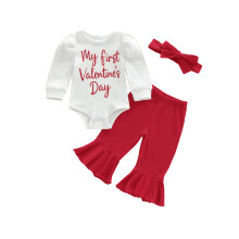 (0-3 Months, White) Set Ziua Îndrăgostiților pantaloni evazați