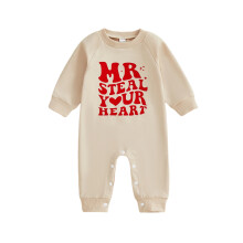 (6-12 Months, Beige) Salopetă pentru bebeluși și băieți, cu mânecă lungă, imprimeu cu litere drăguțe, la modă