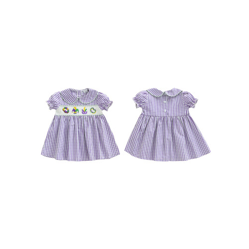 (18-24 Months, Purple) Φόρεμα MardiGras για νήπια, κοριτσάκι, καρό, κοντό μανίκι, Α γραμμή. 1