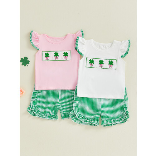 (18-24 Months, White) Set de vară în carouri. 2