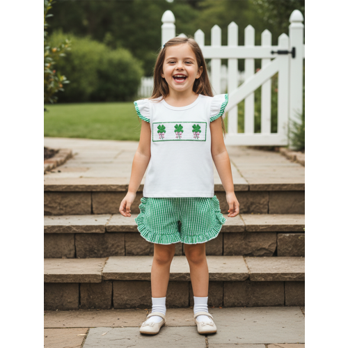 (3-4 Years, White) Set de vară în carouri. 2
