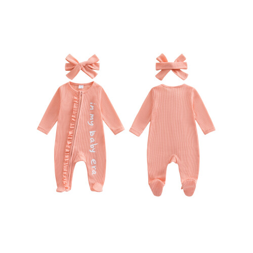 (3-6 Months, Orange) Ολόσωμη φόρμα μωρών κορδέλα μαλλιών 1