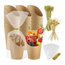 50 Stuks Charcuteriebekers met Stokjes 14oz, Individuele Houder met 50 Zakken + 50 Etiketten + 200 Cocktailspiesjes Tandenstokers