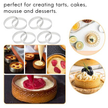 8 Stück 10 cm Kreisförmige Tortenringe Pizza Dessert DIY Edelstahl Perforation Obstkuchen Kuchen Mousse Formen Backform Werkzeug