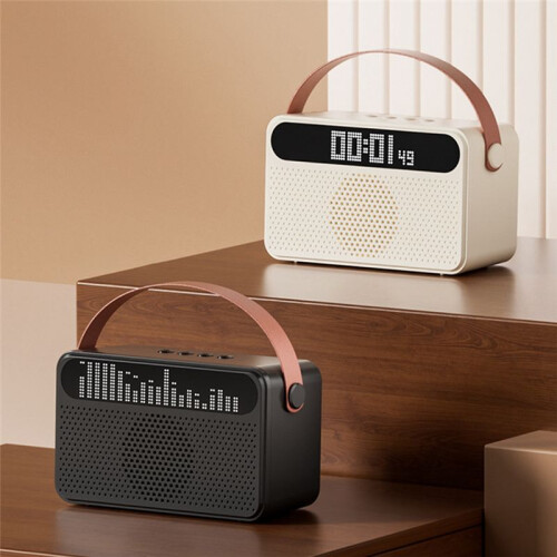 Protable  Speaker with Lyrics Display Speaker Home Ktv  Speaker USB Audio Subwoofer Speaker White 1