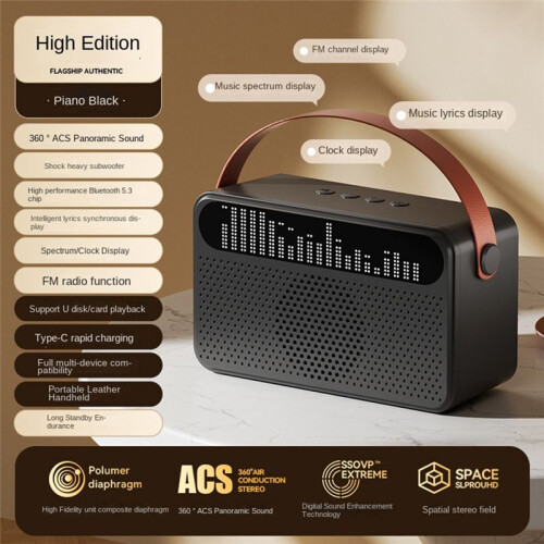 Protable -Luidspreker met Songtekstweergave Luidspreker Home Ktv -Luidspreker USB-Audio-Subwooferluidspreker Zwart 2