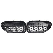 Glänzender Schwarzer Nierengrill mit Rautenmuster für 5er G30 G38 2017-2019 Frontgrill 51137390863 51137390864
