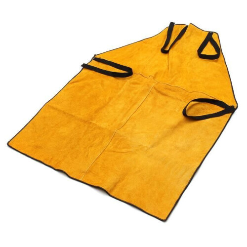 Cowhide leather welding apron - NEÜFU - 100x70cm - Yellow - Three stitching 1