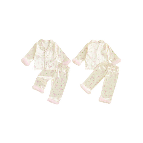 (3-4 Years, Apricot) Ensemble pyjama en en fourrure. 1