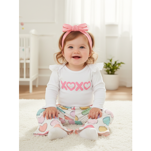 (0-3 Months, White) Set de 3 și fetițe. 2
