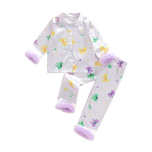 (2-3 Years, Purple) Set de pijamale MardiGras pentru fete mici, cu funde și mâneci lungi, 2 buc., pijamale de noapte