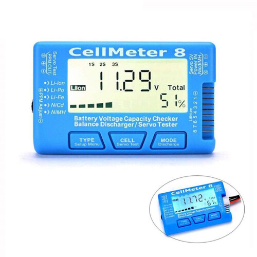 RC CellMeter8 1S-8S Battery Capacity Voltage Test Meter for LiPo Li-Lon NiMH Meter 1