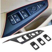 Car Window Glass Lifting Buttons Frame Decoration Cover Trim for X3 X4 F25 F26 2011-2017 Carbon Fiber