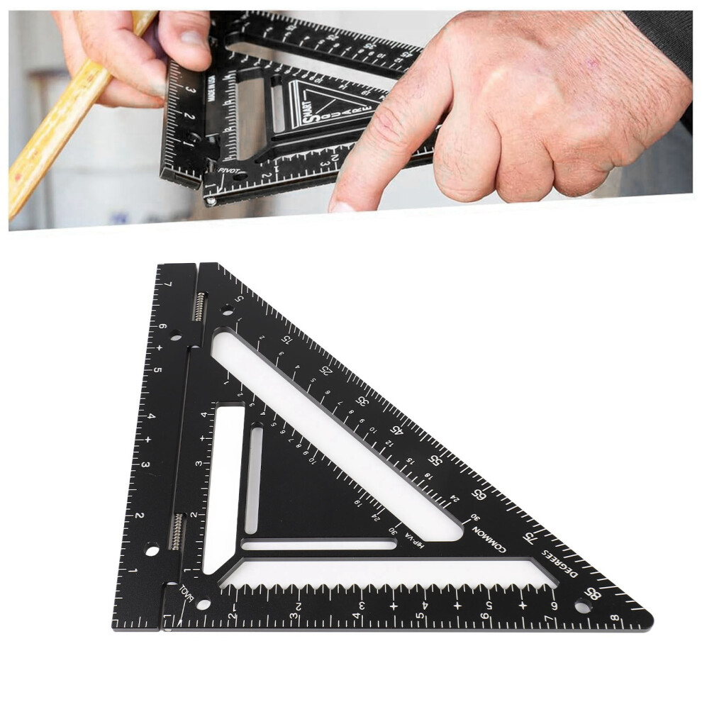 Black Aluminium Ruler For Woodworking Carpenter Square And Rafter Layout Tool 8451385752244