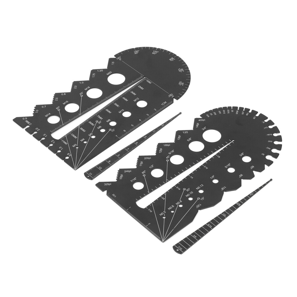 Black Aluminum Alloy Thread Pitch Gauge Metric & Imperial Multi-Set 3591385752709