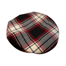 100% Regimental Scottish Tartan Winter Wool Flat Cap In Black & Red Tartan Check