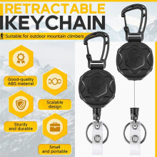 Retractable Keychains Heavy Duty Badge Reel Retractable Id Badge Clip with Upgraded Mountaineering Buckle 2 Pcs