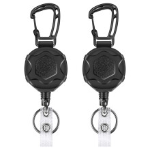 Porte-Clés Rétractables, Enrouleur de Badge Robuste, Clip de Badge D'Identification Rétractable avec Boucle D'Alpinisme Améliorée, 2 Pièces